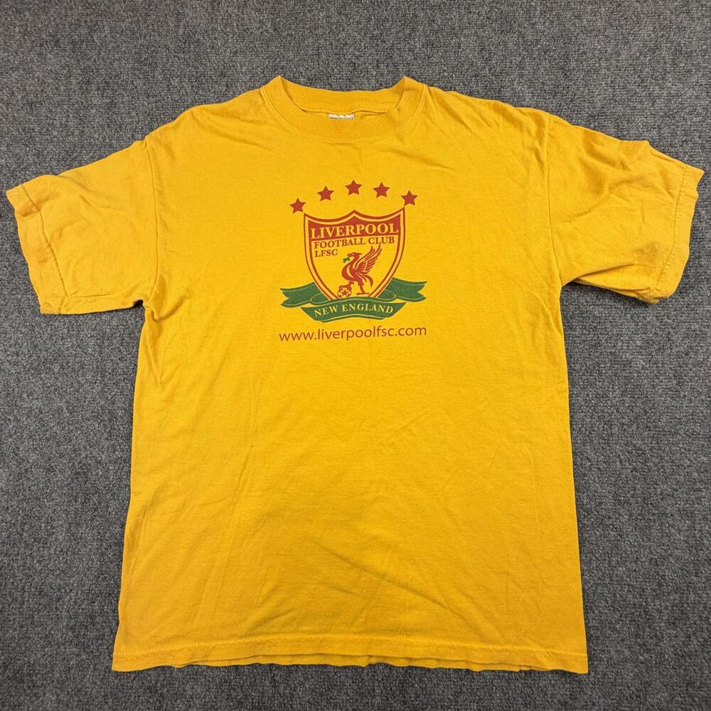 Gildan Heavy Cotton Yellow Liverpool Football Club T-Shirt Mens Medium 963‎